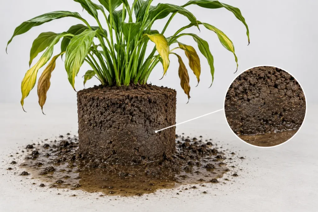 compacted soil-often drains slowly