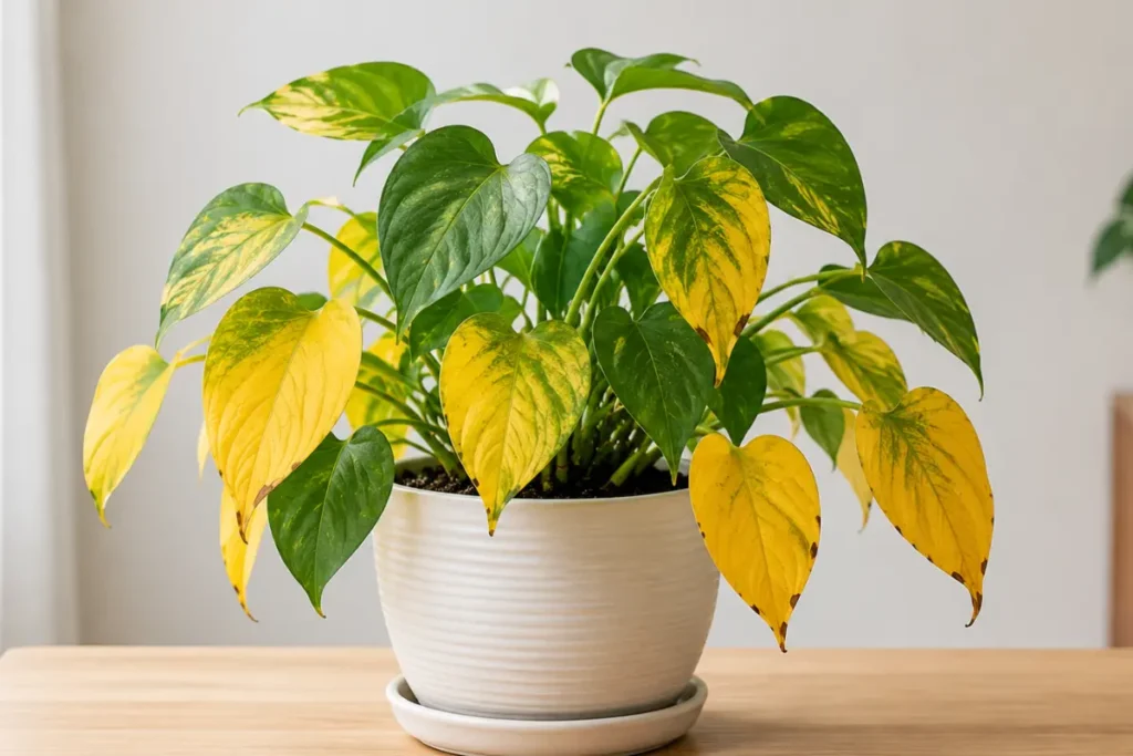 pot plant leaves turning yellow