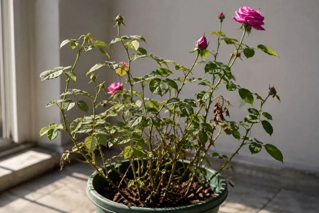 Rose Is Not Getting Enough Sunlight