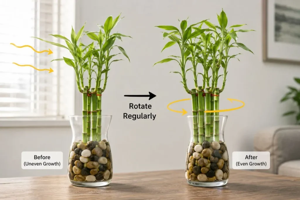 Rotate Indoor Bamboo for Even Growth