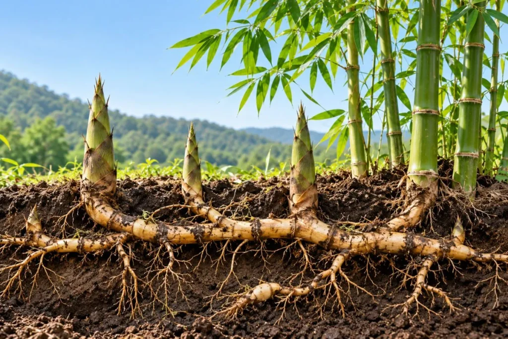 Bamboo Uses Underground Rhizomes to Produce New Shoots
