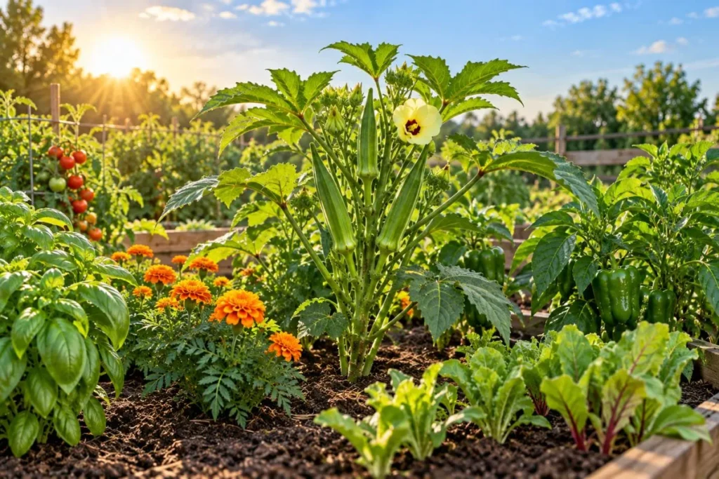 Consider Sunlight Before Choosing Okra Companions