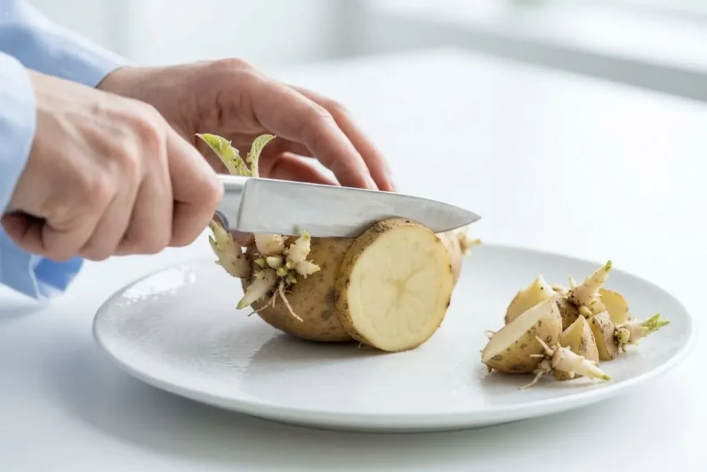 Cut Sprouted Potatoes Into Pieces