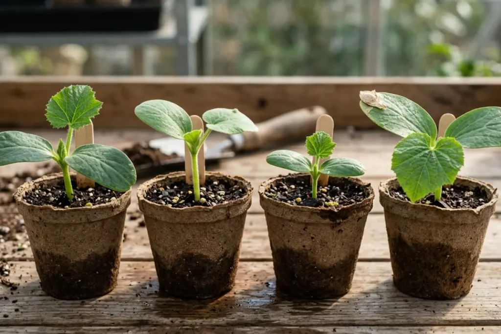 Different Types of Squash Seedlings