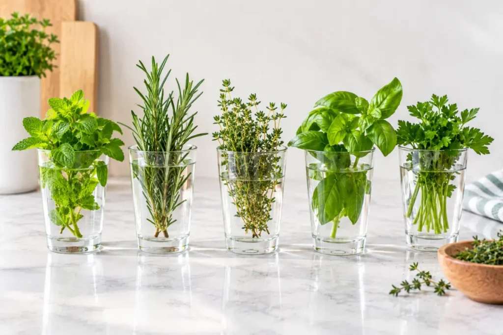 Herbs in a Glass of Water