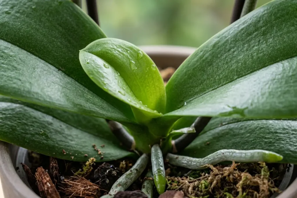 orchid grows leaves