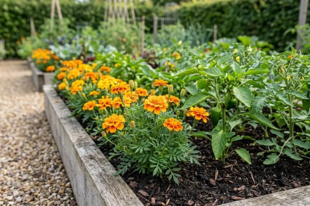 Plant Marigolds Along Vegetable Garden Borders