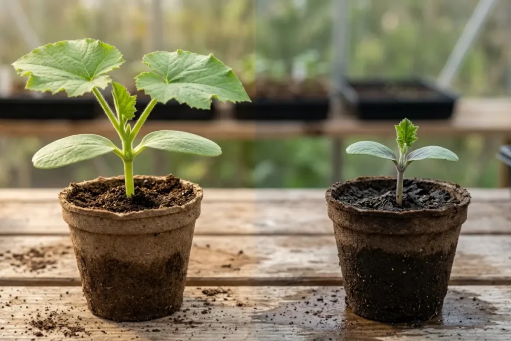  Squash Seedlings in Warm and Cool Climates