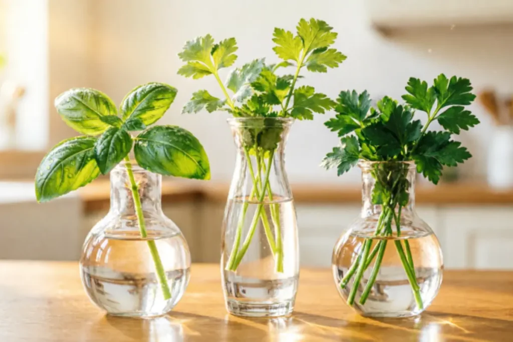 Store Cut Herbs in Water